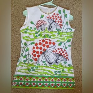 1970’s Handmade Vintage Mushroom Sleeveless Tunic Shirt